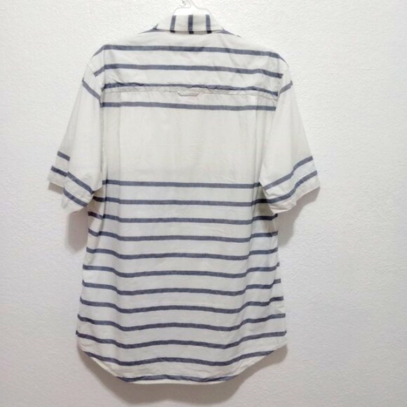 Moods Of Norway Men's White/Gray Striped Short Sleeve Button Front Shirt Size XL - Picture 2 of 7
